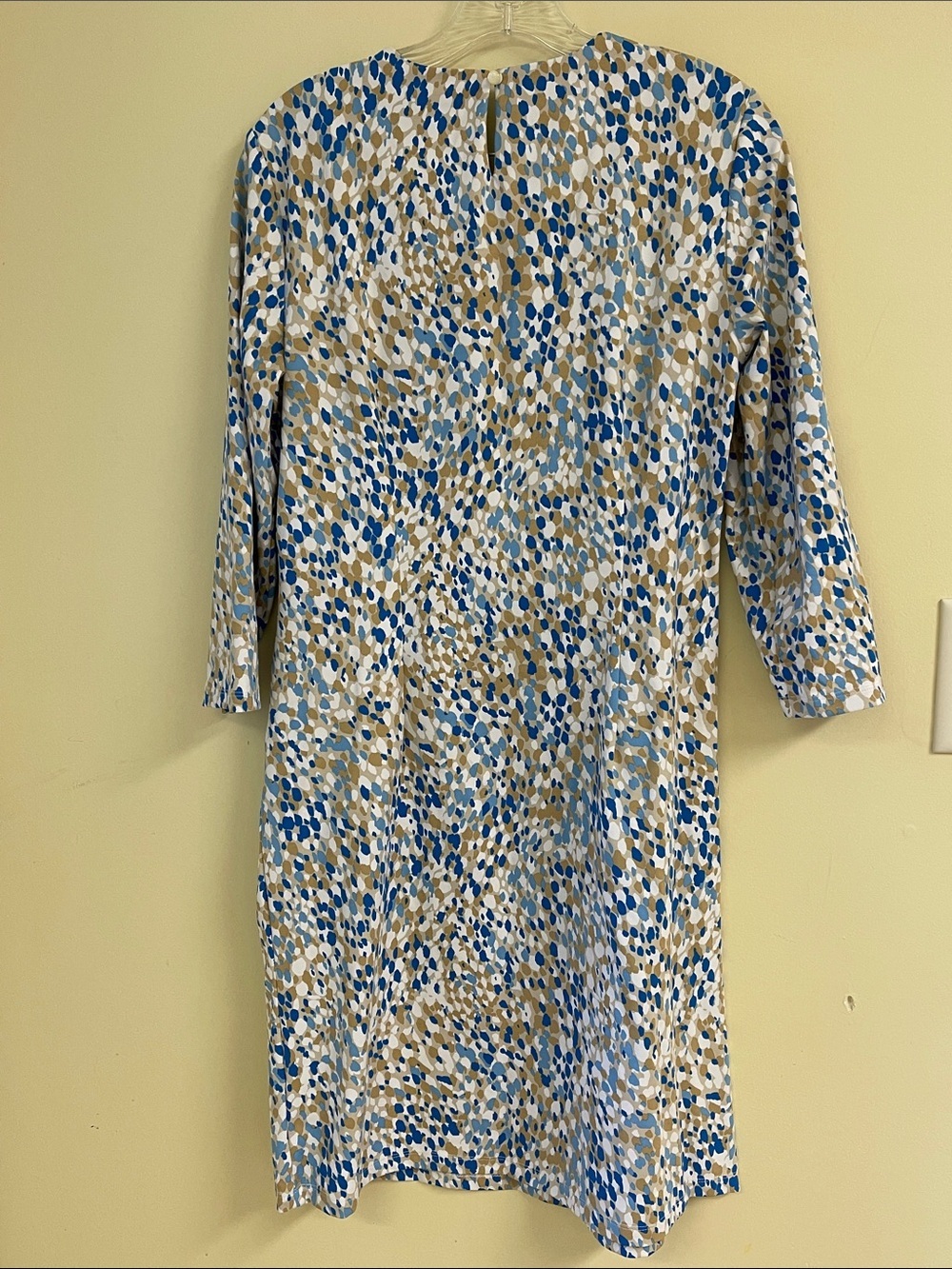 J McLaughlin L Blue Abstract Print Shift Dress Pockets Stretch - Picture 5 of 7